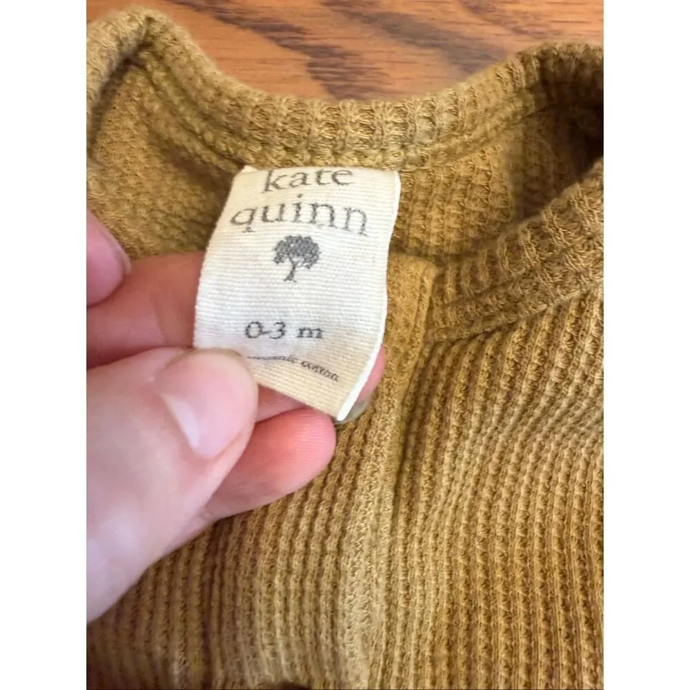 Kate‎ Quinn Mustard Yellow Waffle Knit Henley One Piece Jumpsuit Size 0-3 Months